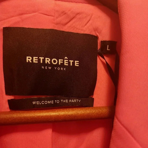 New $695 Retrofete Coat Women Hyper Pink Large Kristen Cutaway Bergdorf Goodman - Picture 9 of 15